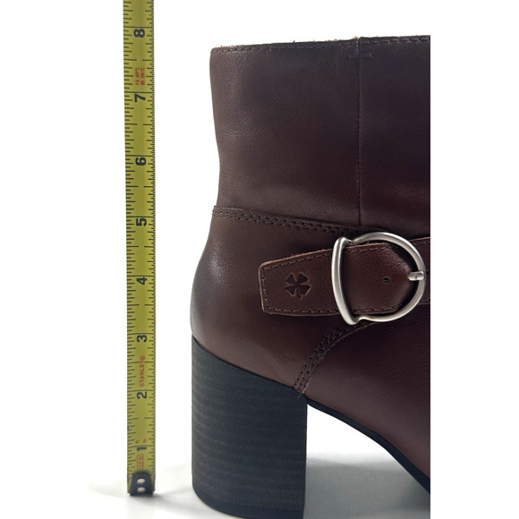 Lucky Brand Achelle Buckled Brown Leather Moto Booties Womens Size 7M New $150 - Picture 9 of 13